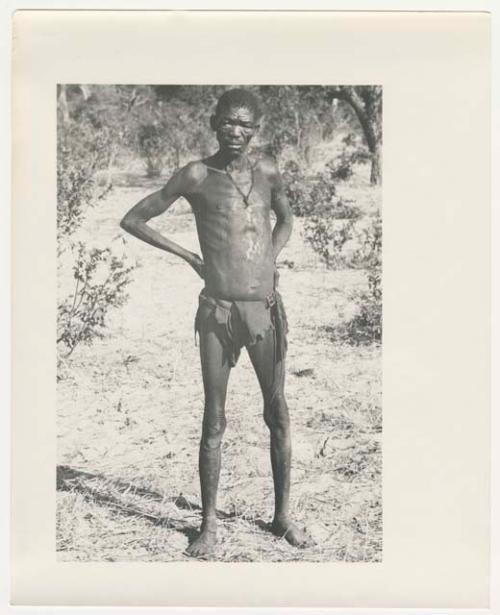 "1950 '400 Series' / 87 B/W prints (some duplicates) / Ovamboland": Man standing (print is a cropped image)