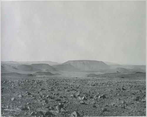 "1950 400 series  40 prints / Kaokoveld": Landscape, with hills in the distance (print is a cropped image)