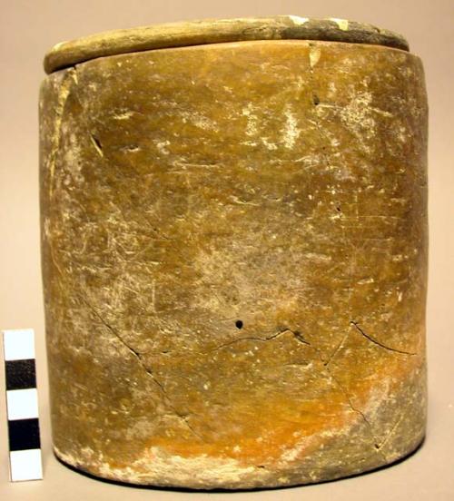 Cylindrical pottery jar with lid, Cist #11