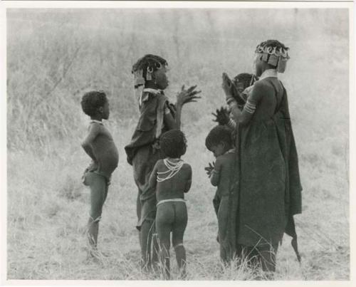 [No folder title]: Group of girls and children dancing (print is a cropped image)