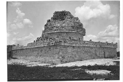 Caracol. Upper platform and terrace, repair completed. NE corner.