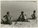 [No folder title]: Three women bathing, seen from behind (print is a cropped image)