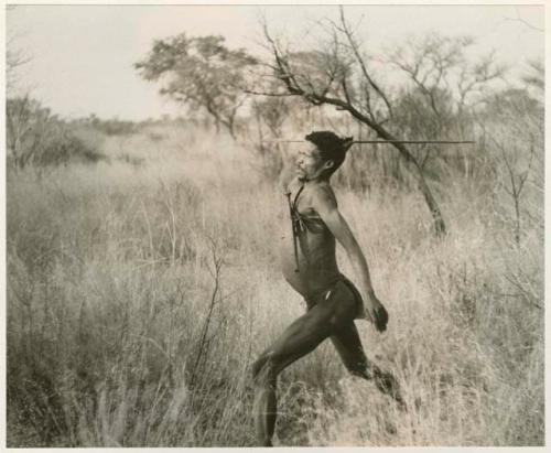 [No folder title]: "Gao Medicine" throwing an assegai (print is a cropped image)