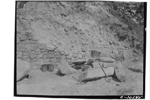 Caracol.S. side lower platform during excavation.