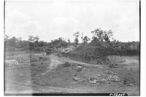 Looking from small Ball Court during excavation at Mercado