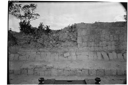 Masonry of south corridor wall, east end at Mercado.