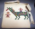 Large bag. white with green horse on one side, brown one on other. 43 x 47 with