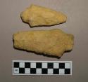 Yellow quartz spear points (tips broken)