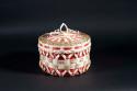 Brown ash and sweetgrass fancy basket with cover