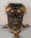 Kuba Mboom mask. Massive black stained wood head mask