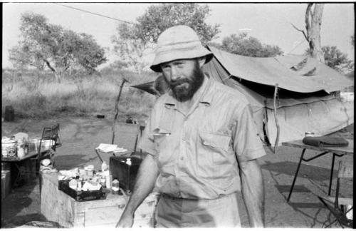 Robert Story in the expedition camp