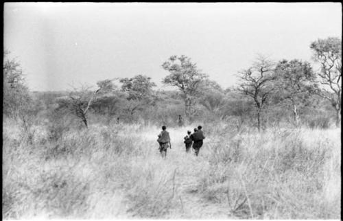 Group of people walking in the grass