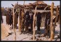 Group of girls in the village of Sechekele, standing under a hut