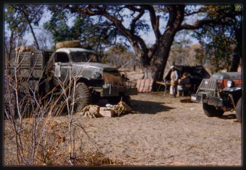 Trucks in the expedition camp