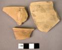 21 rim potsherds - unslipped plain ware - pinkish buff