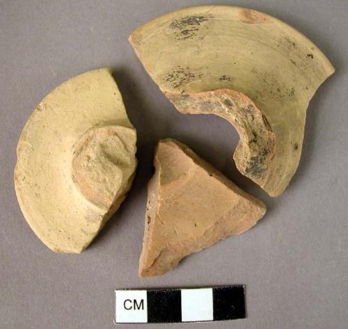 3 Mycenaean goblet or cyclix feet - plain ware