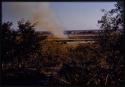 View of brush fire from expedition camp