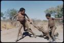 Children, Toys: Boys pulling children on a kaross, with Tsamgao in the center