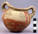 Pottery jar, with twisted handles, incised ornament