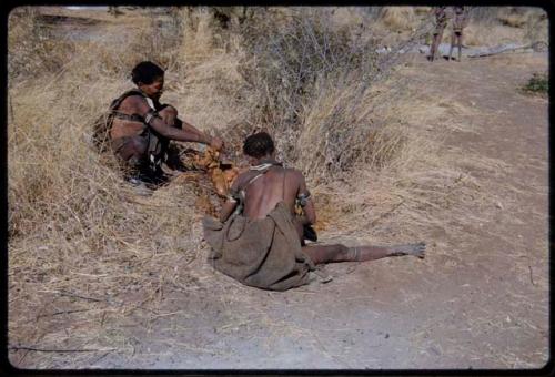 Food, Meat: Two women preparing an animal stomach