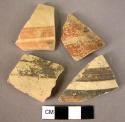 4 potsherds, Mycenaean painted bands