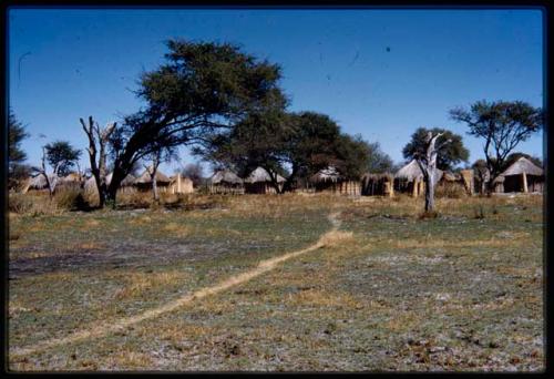 Distant view of village, showing path