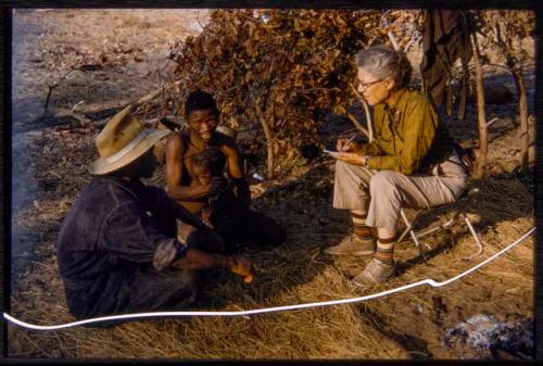 Kumsa, Kernel Ledimo, and Lorna Marshall sitting together