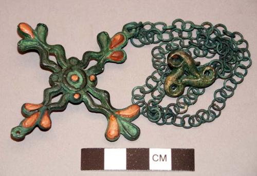 Bronze chain with cross - plaster cast