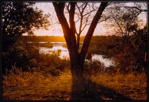 Sunset on river