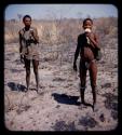 Food Gathering, Water Root: Two men standing and eating roots