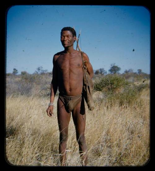 Hunting: Man standing with hunting equipment