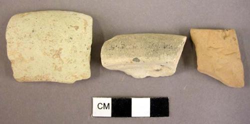 2 rim potsherds; 1 potsherd - plain porous ware