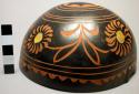 Gourd vessel - incised flower design and painted