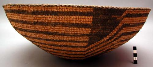 Basket bowl, coiled. Made of bear grass, yucca, devil's claw. Geometric design