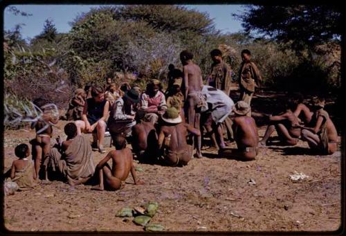 Lorna Marshall and Elizabeth Marshall Thomas interviewing a group of people