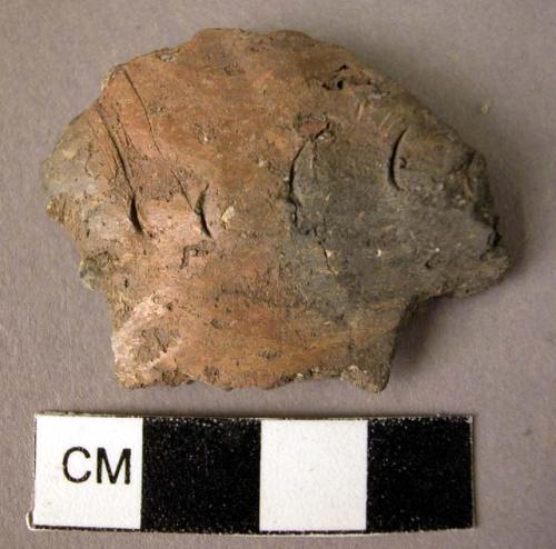 Incised potsherd - polished, finger nail impressions