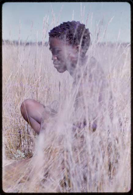 Boy sitting in the grass