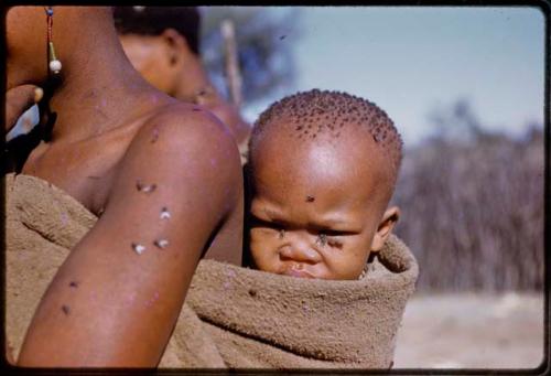 Woman carrying a baby on her back