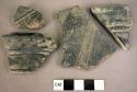 Ceramic sherds, assorted, black, fine ware, incised and punctated designs