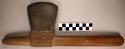 Hafted stone axe - handle of wood; hafting done with strips of leather+