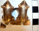 Gold plated copper double frog figurine