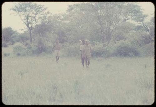 Loui on his way for shooting ducks, accompanied by two men