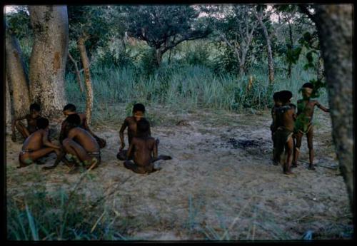 Two groups of children at play