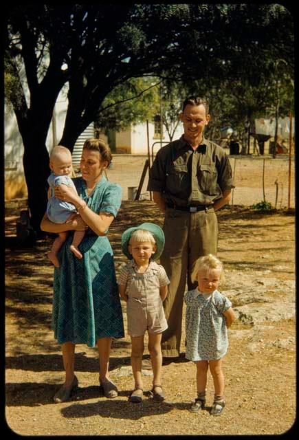 Hartmann family standing at their farm west of Outjo