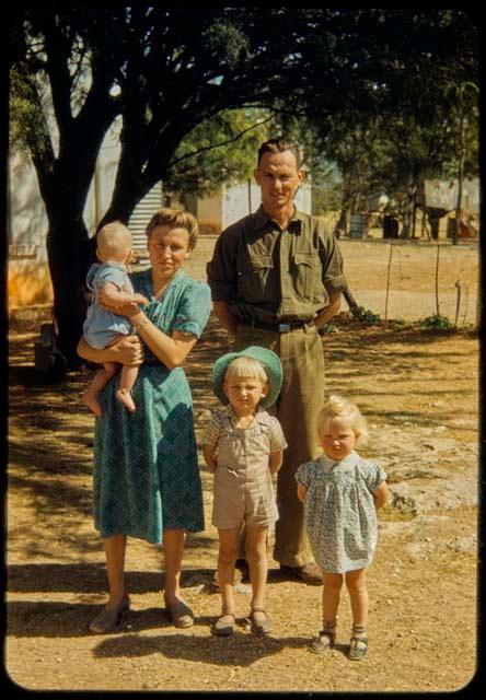 Hartmann family standing at their farm west of Outjo