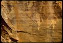 Petroglyphs of rhinos and a human figure at Scho-Scho