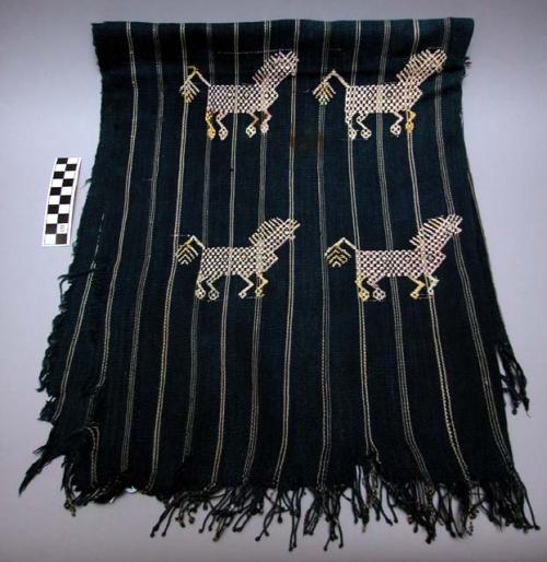 Man's Tzute or head handkerchief - dark blue material with pink stripes & pink &