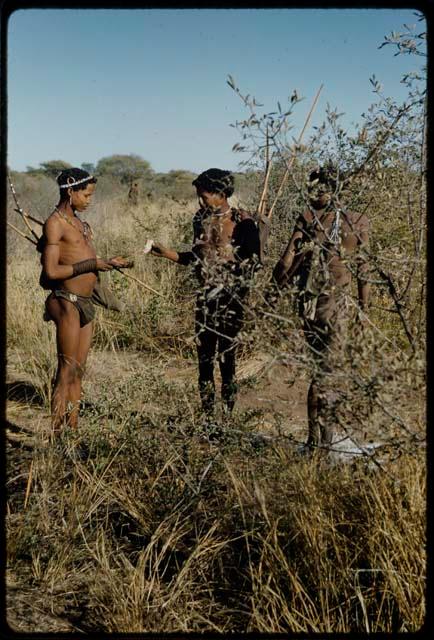 Hunting: Three hunters standing