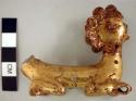 One gold plated copper figurine Head like a rooster and short round tail
