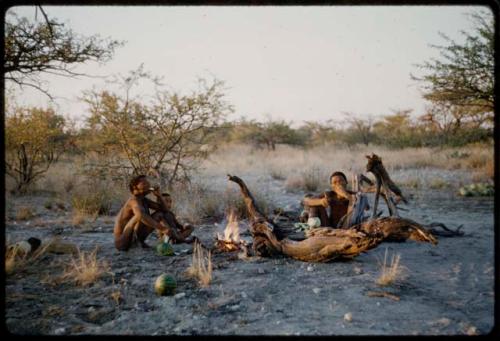 Wood: ≠Toma and "Gao Medicine" eating with a group of people next to a fire